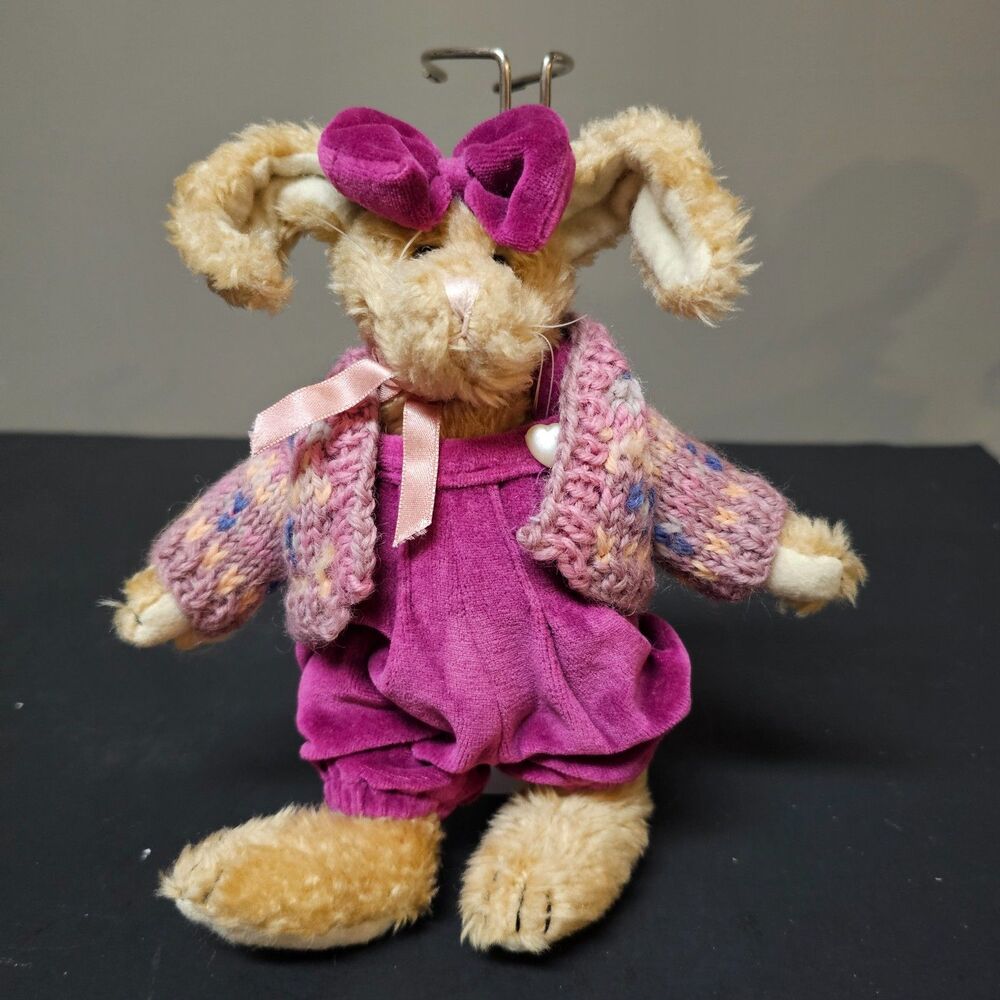 Boyds Bear Emily Babbit 9" Plush Purple Bow 1995 Retired Fully Jointed Hare